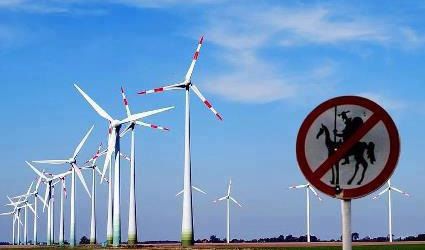 Don Quixote tilting at windmills
